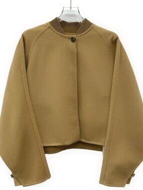 J30671 Loewe 22 models brown wool stand collar long-sleeved jacket 34 XS size